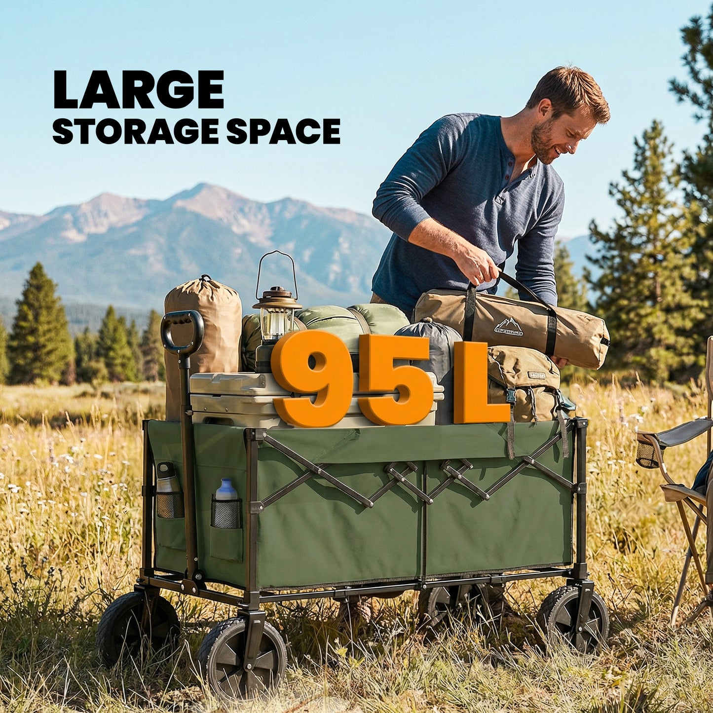 95L Foldable Festival Trolley on Wheels