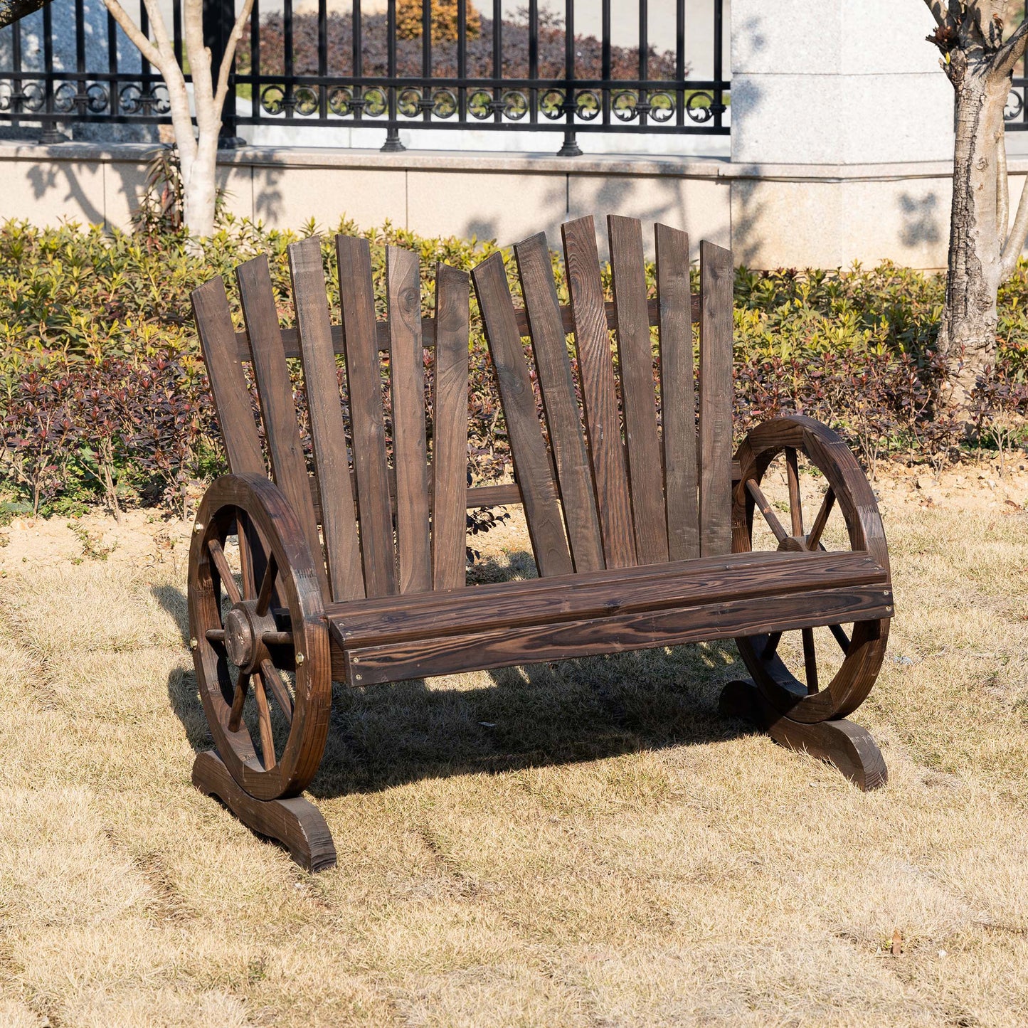 Fir Logs Love Seats with Wheel-Shaped Armrests