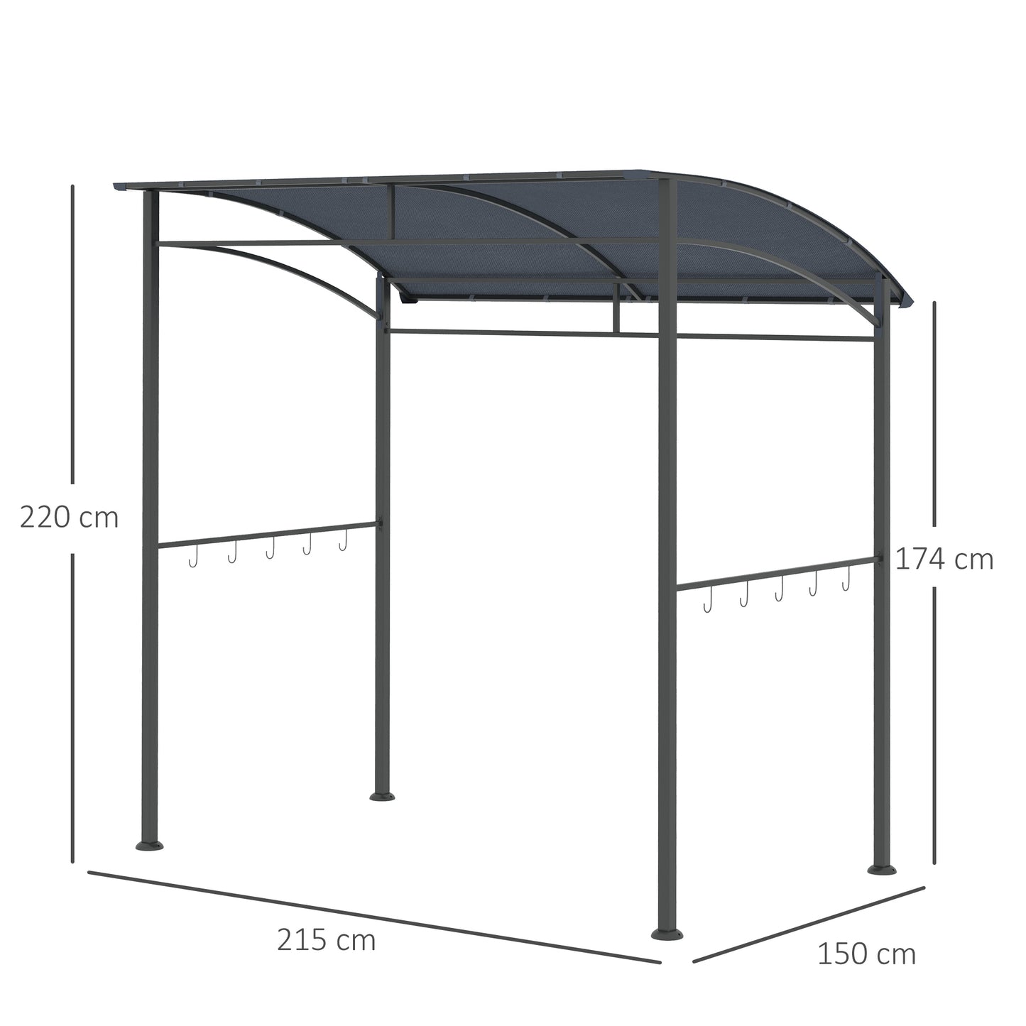 2.2 x 1.5 m BBQ Grill Gazebo Tent, Garden Grill with Metal Frame