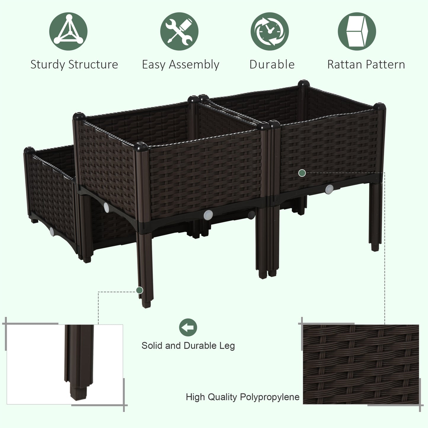 26L Garden Raised Bed Elevated Patio Flower Plant Planter Box PP