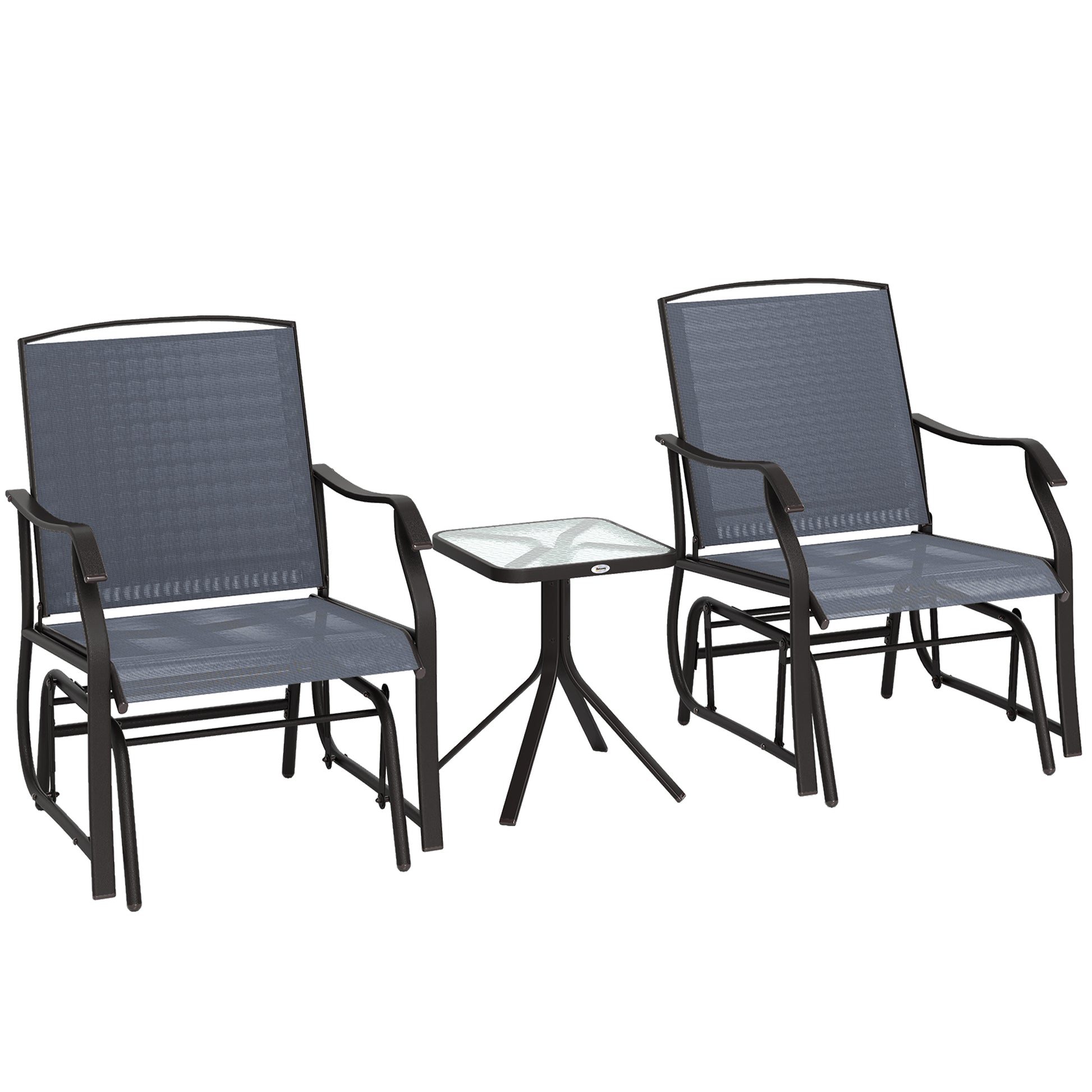 Glider Rocking Chair & Table Set 2 Single Seaters Rocker Garden