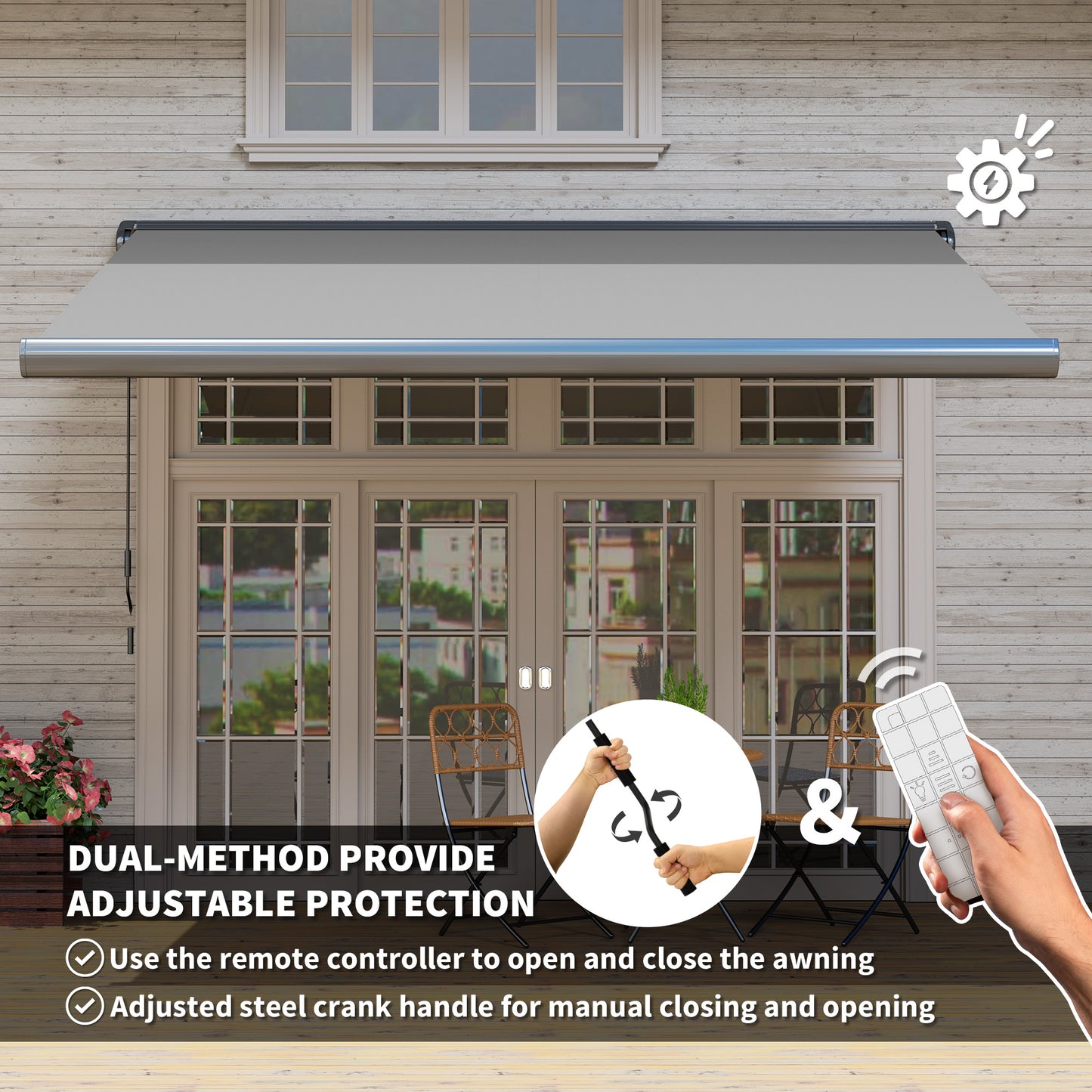 3.5 x 3 m Electric Awning, Aluminium Frame DIY Retractable Awning