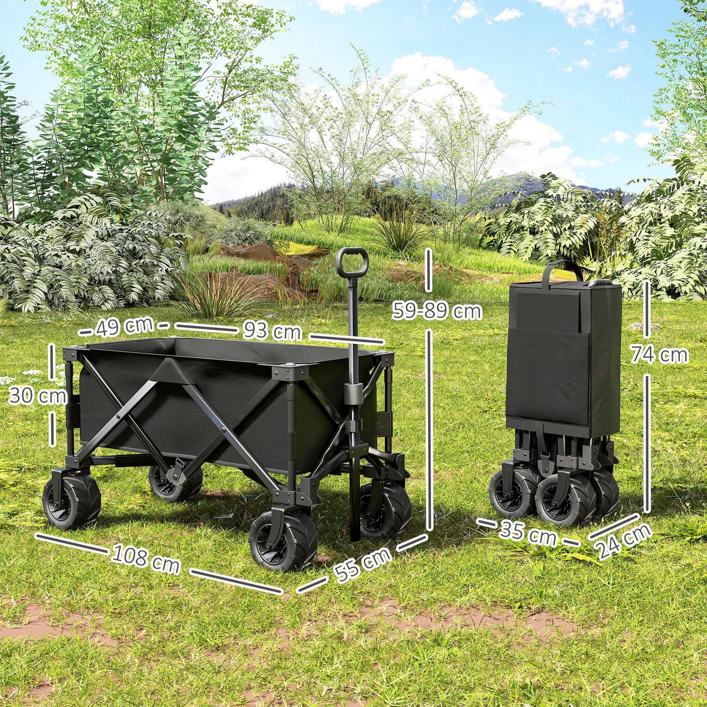 Outdoor Folding Garden Trolley on Wheels