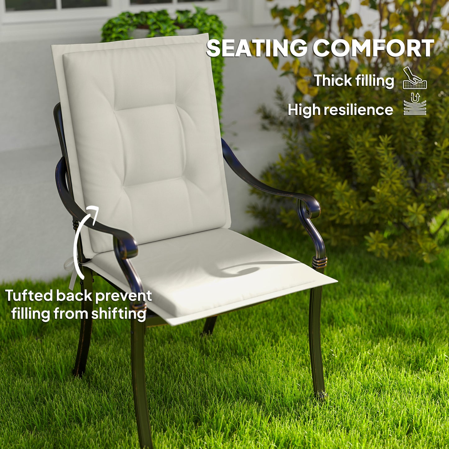 Set of Four Padded Garden Seat Cushions