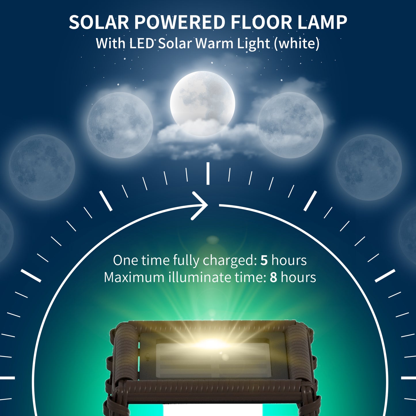 Rattan Solar Floor Lamp,  68cm Tall Outdoor Garden Lantern Pathway