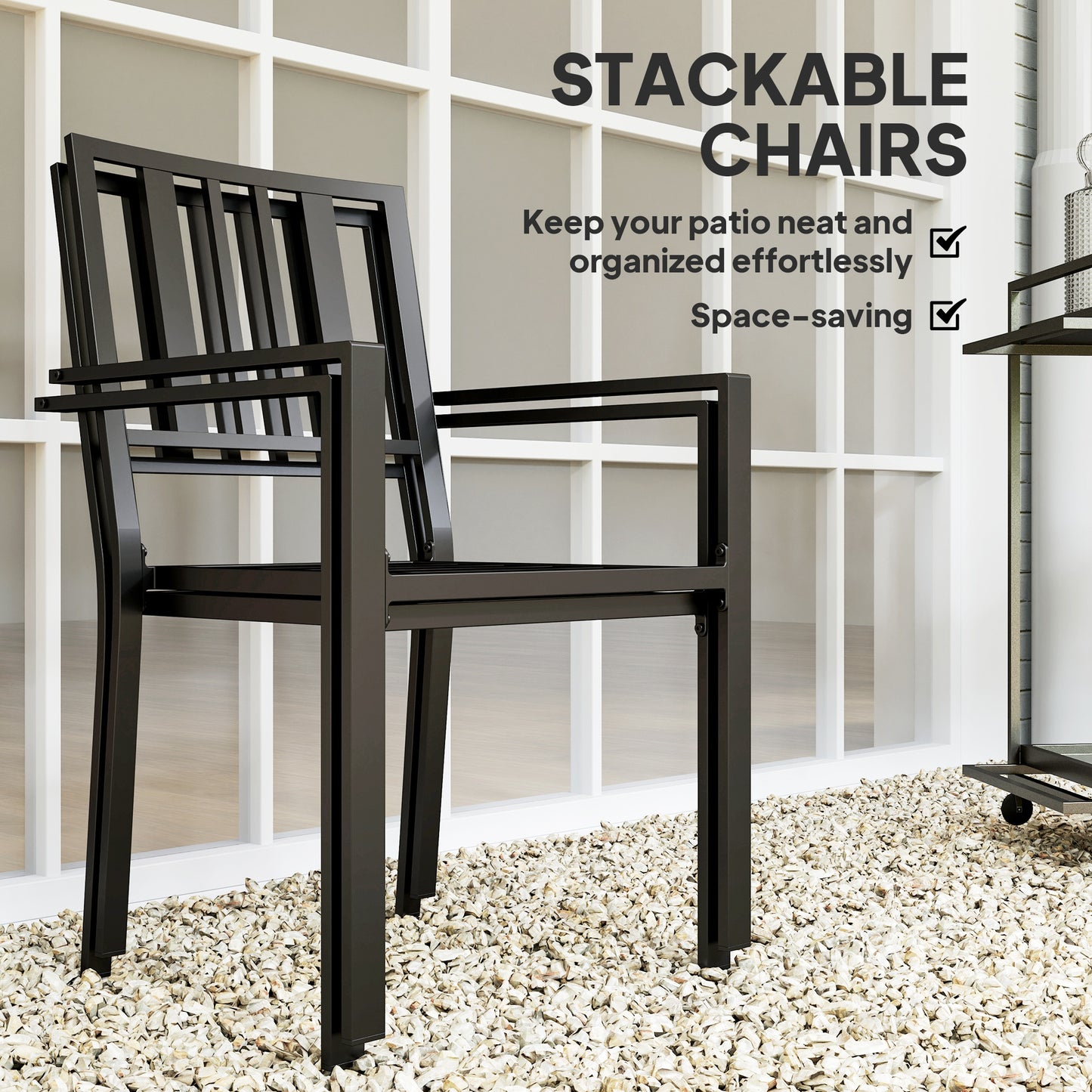 Set of Two Minimal Metal Garden Chairs