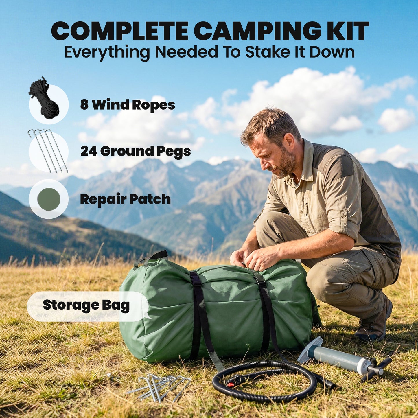 Inflatable Camping Tent, 4 Season Hot Tent 10000mm Waterproof