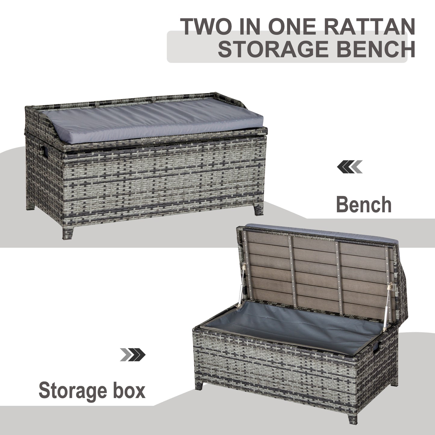 130 L Rattan Garden Storage Box, with Seat