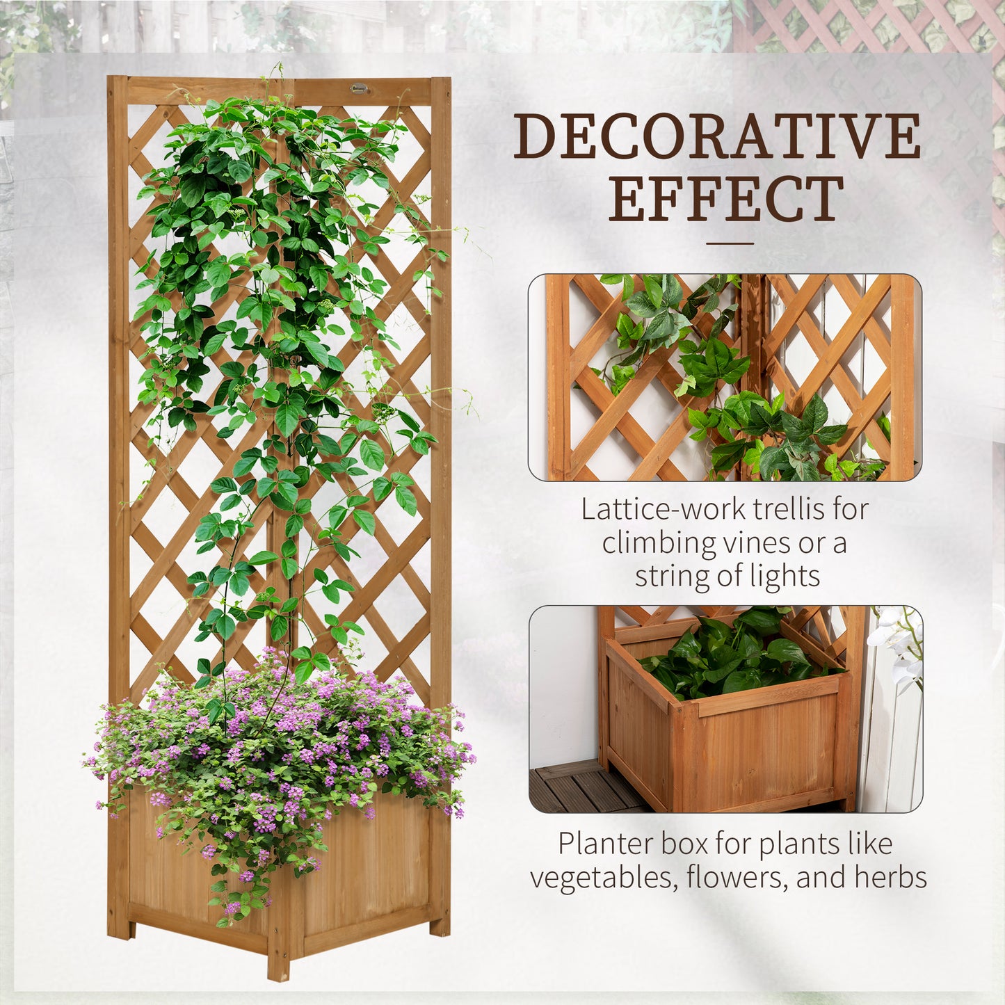 Wooden Planter with Corner Trellis