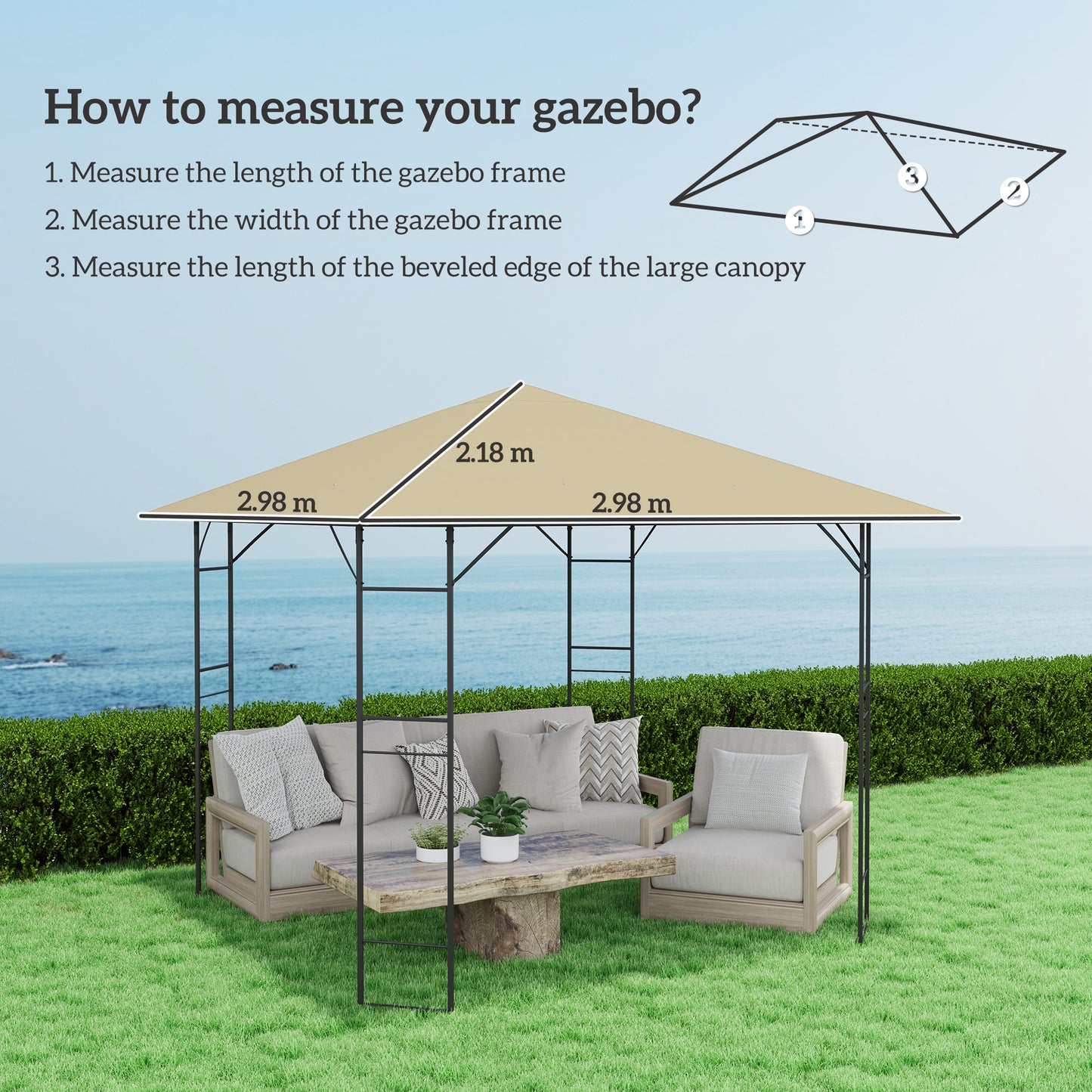 3 x 3(m) Gazebo Canopy Replacement Cover (1)