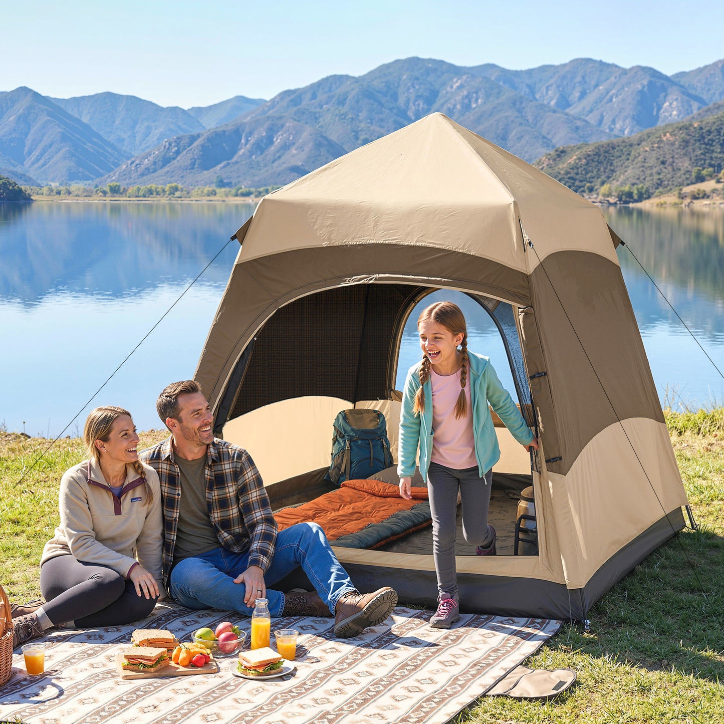 Double Layer Instant Pop Up Tent with Rainfly