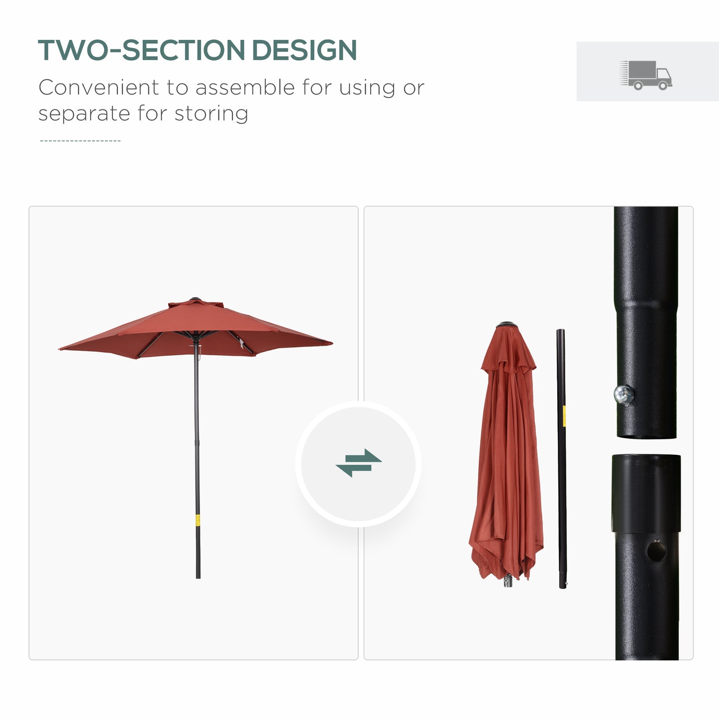 2m Garden Parasol Umbrella