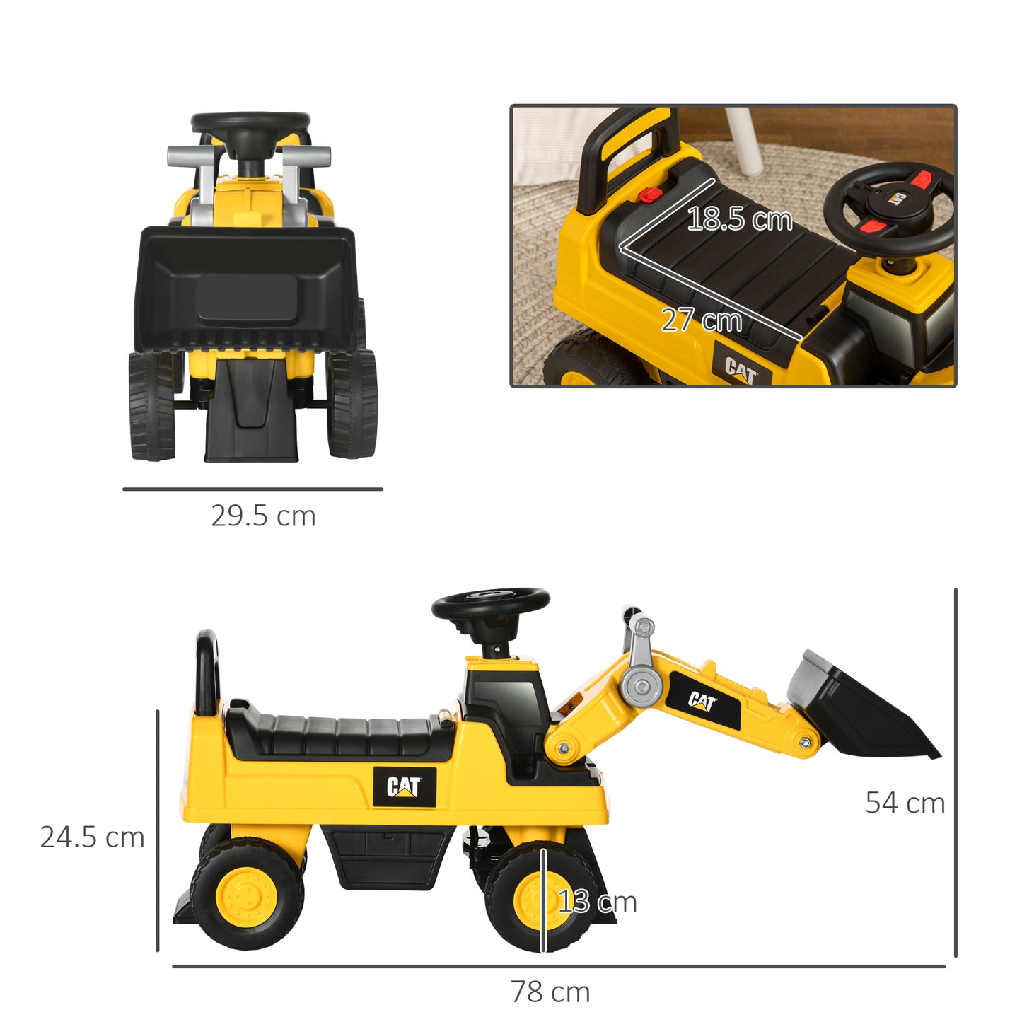 Ride on Tractor, CAT Licensed Kids Ride On Digger Excavator