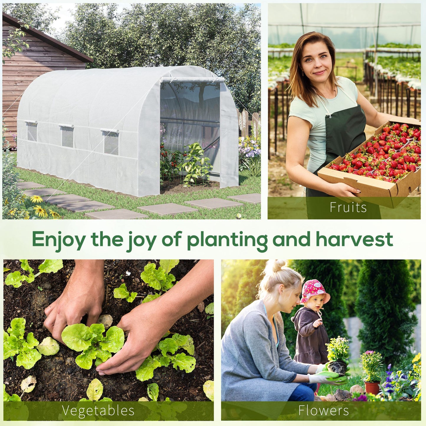 4.5 x 2 x 2 m Polytunnel Greenhouse