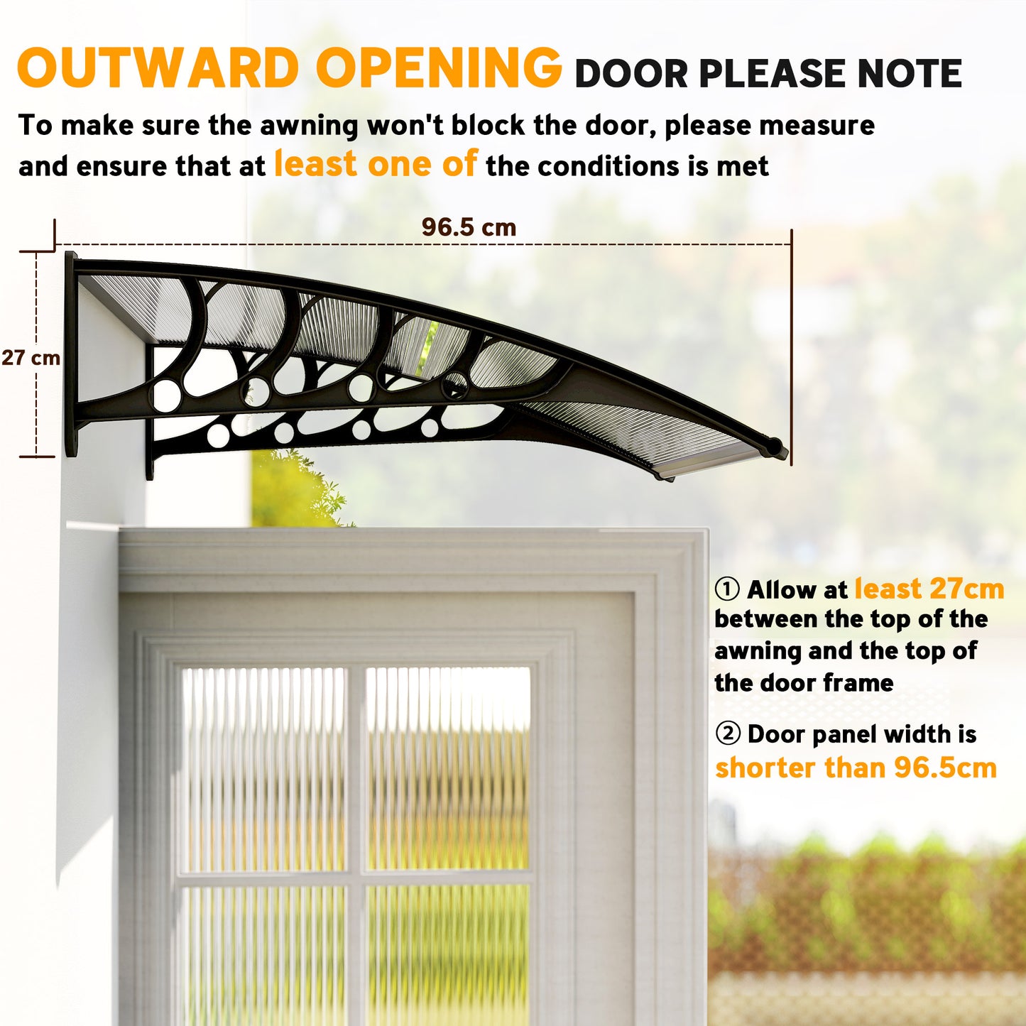Front Door Canopy, Outdoor Awning, Rain Shelter for Window