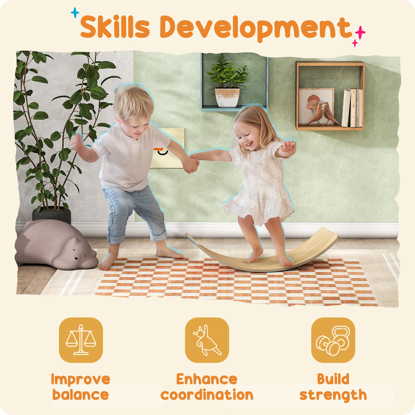 Wooden Balance Board for Kids
