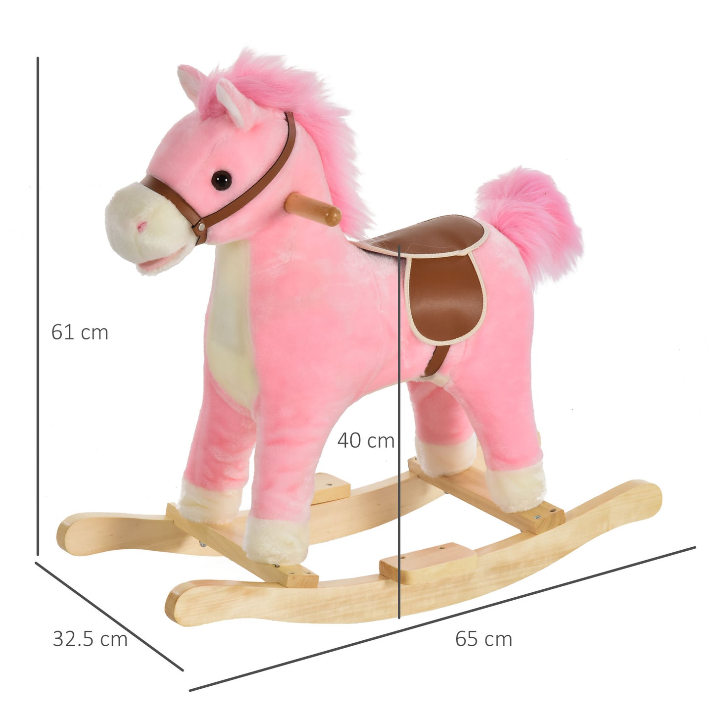 Kids Plush Rocking Horse w/ Sound Moving Mouth Wagging Tail