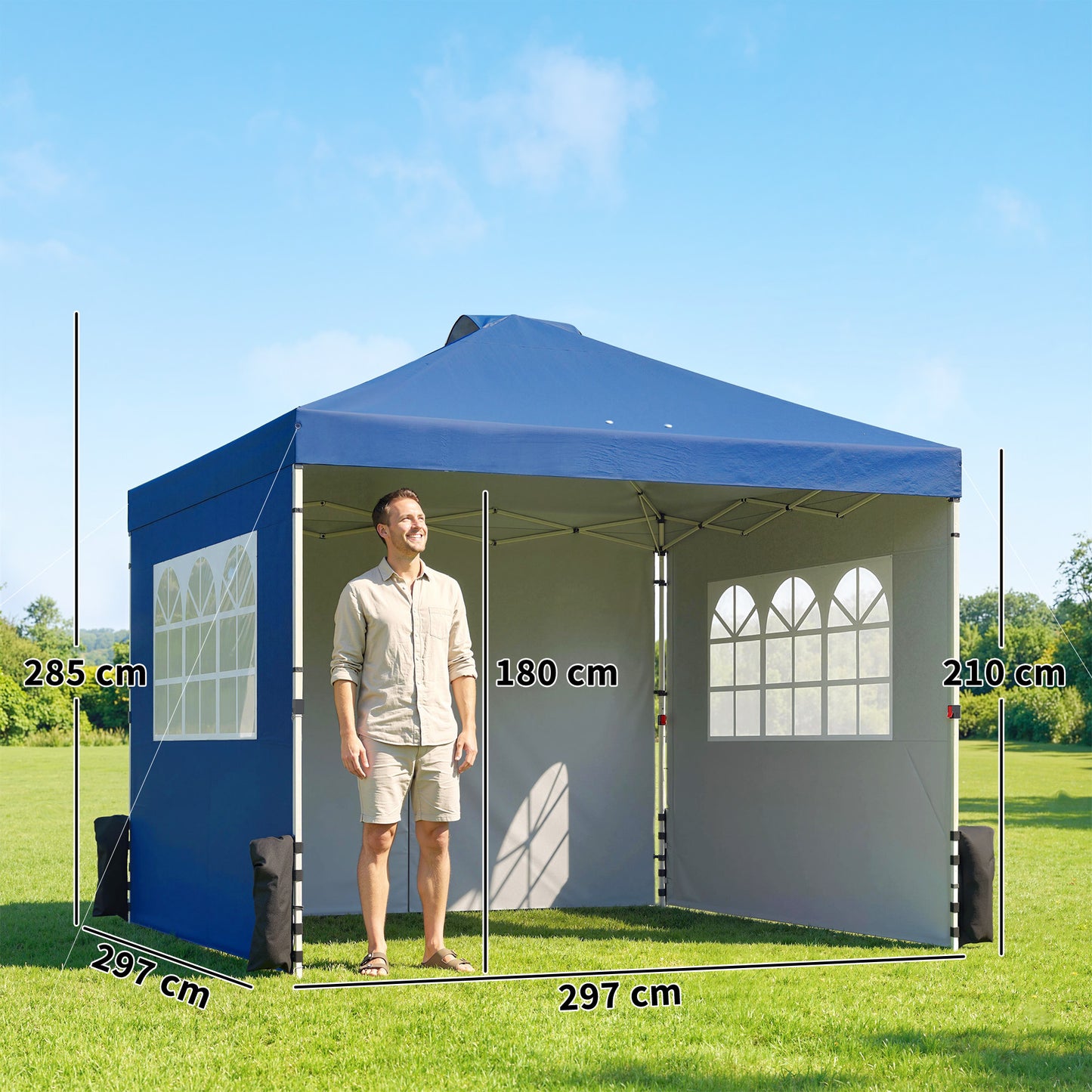 Pop Up Gazebo Waterproof Height Adjustable Canopy