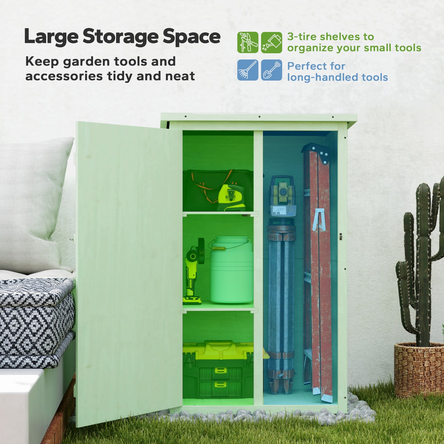 Wooden Small Shed, Garden Storage Shed with Shelves and Bolt Latch