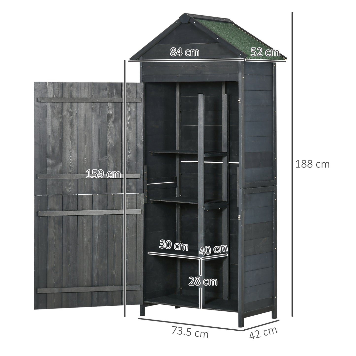Garden Shed 4-Tier Wooden Garden Outdoor Shed 3 Shelves Utility