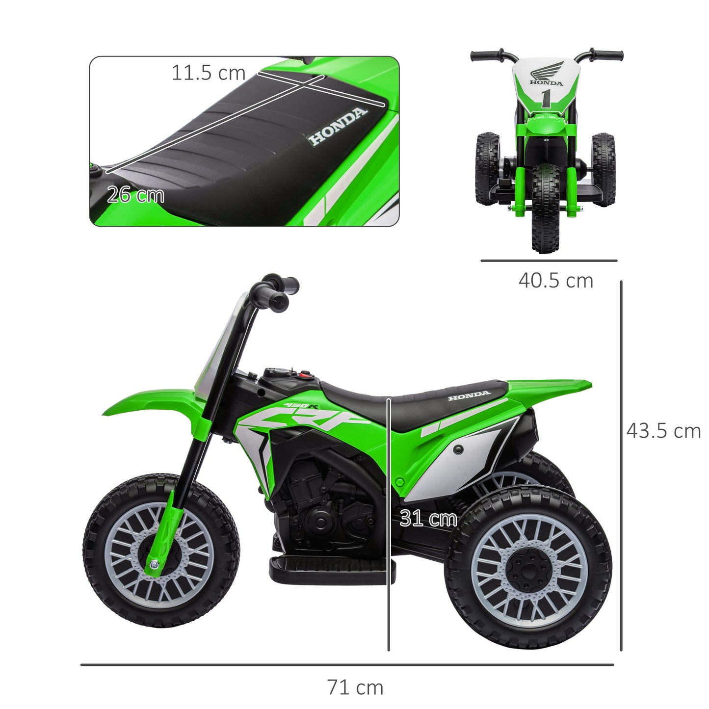 6V Kids Motorbike, Three-Wheel Kids Electric Bike with Horn