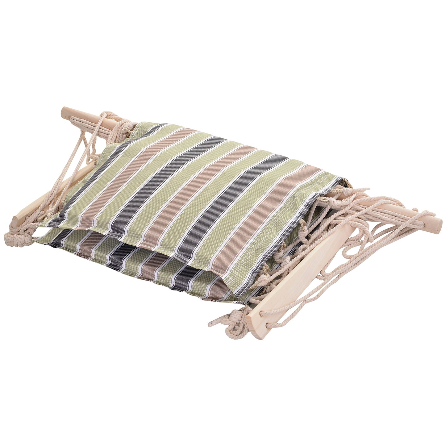 Garden Outdoor Hanging Hammock Chair Thick Rope Frame Wooden Arms (1)