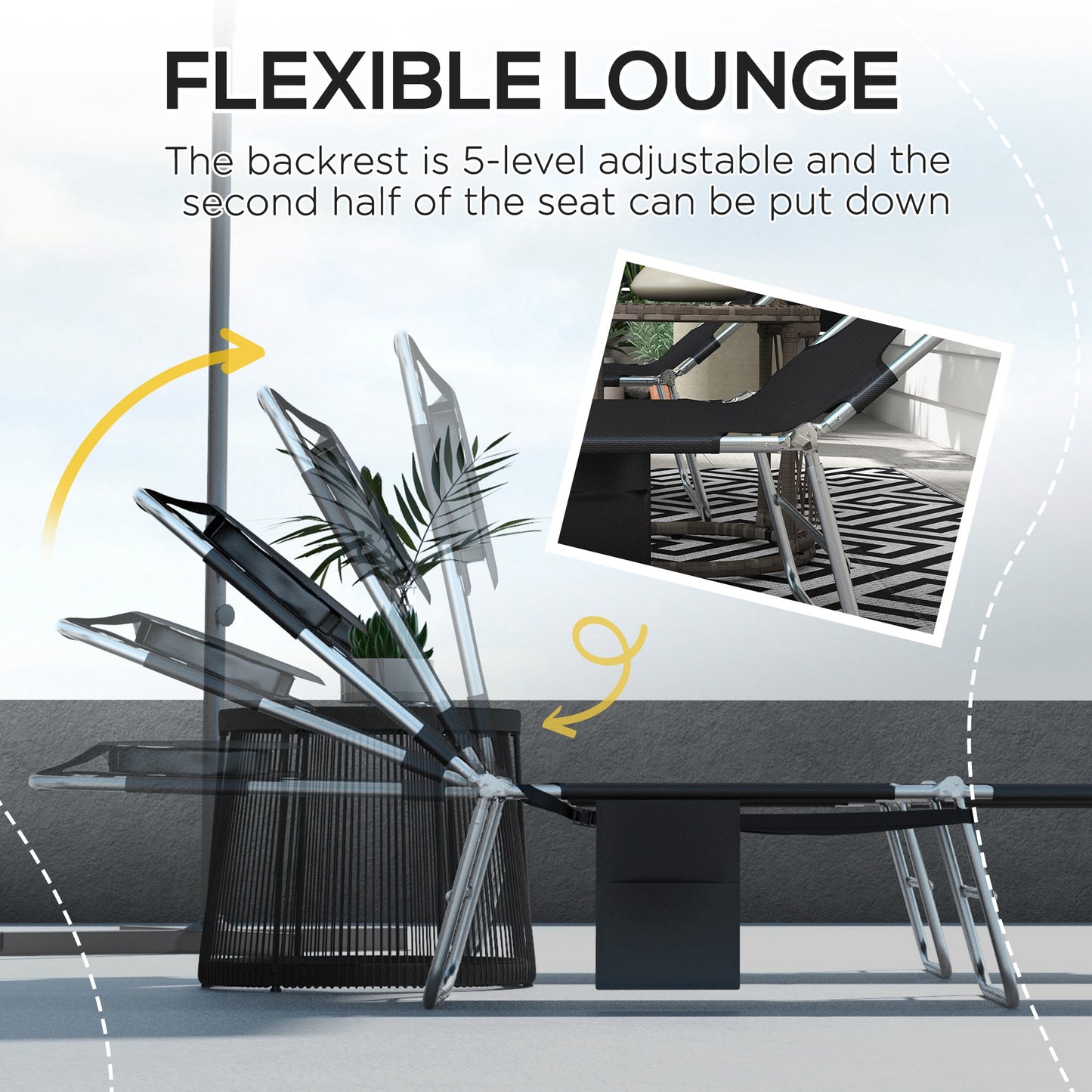 Foldable Sun Lounger Set of 2