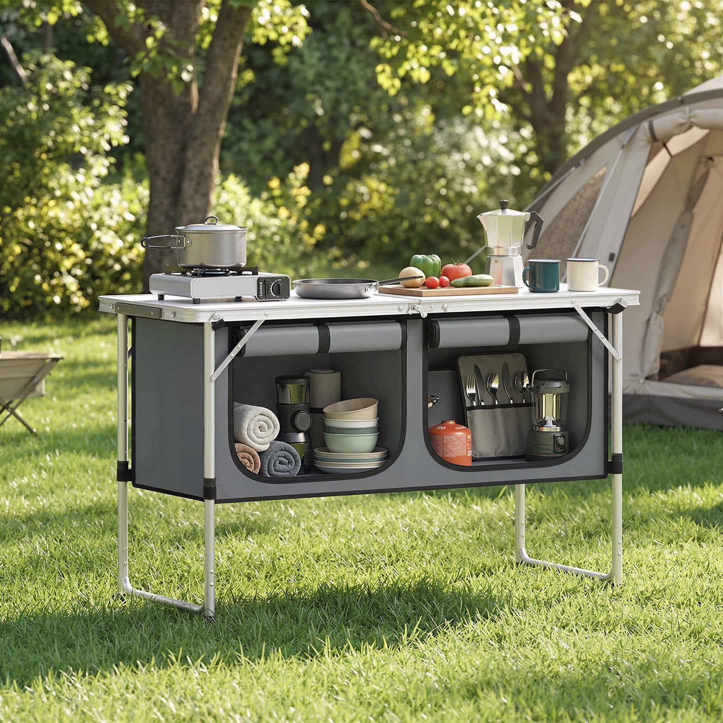 Camping Cupboards Folding Portable Aluminium Camp Cook Station