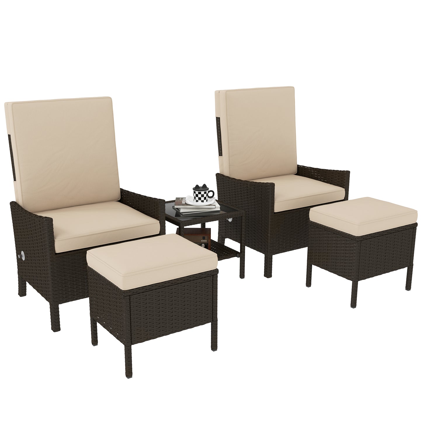 5 Piece Rattan Garden Furniture Set