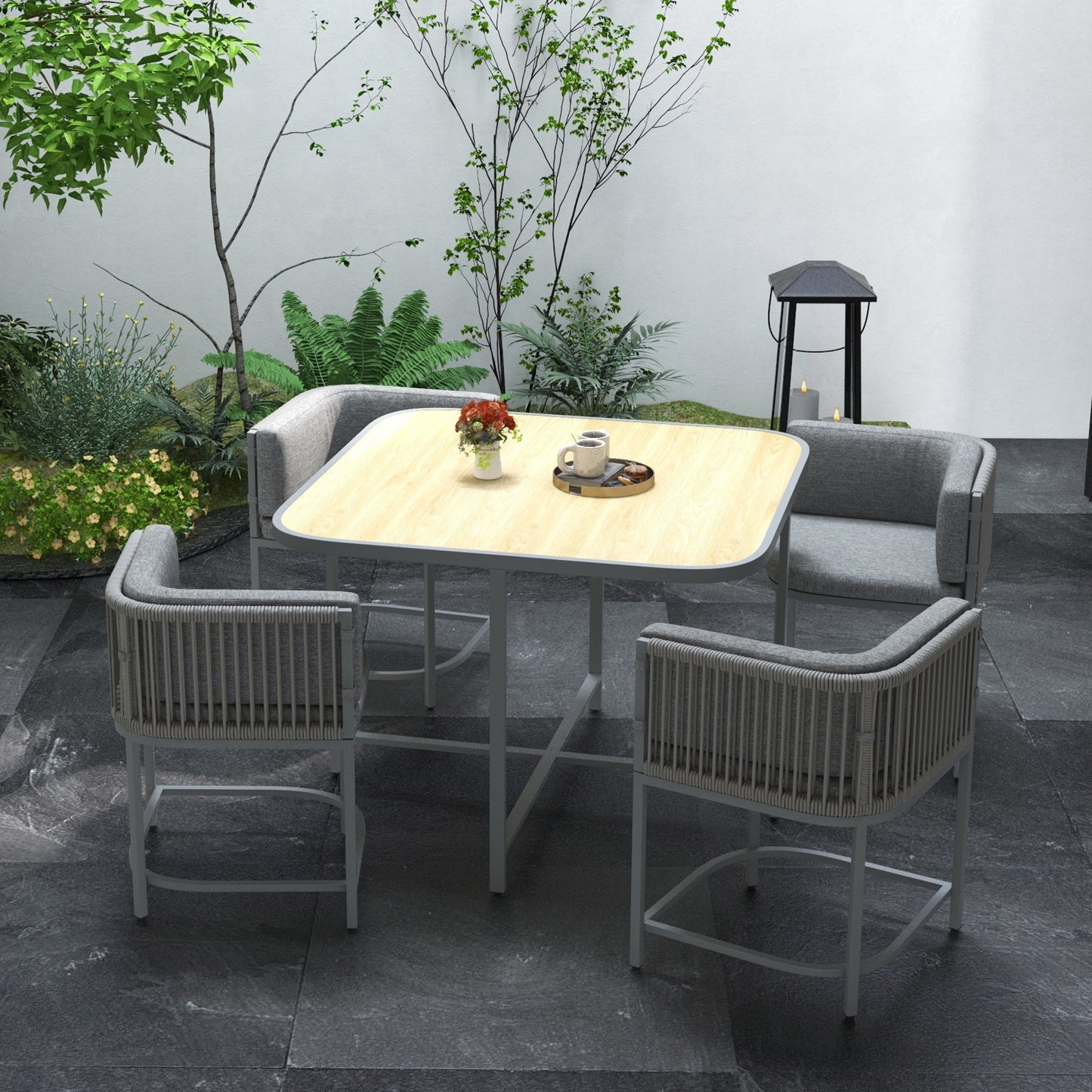 4-Seater Rattan Cube Garden Furniture Set with Cushions