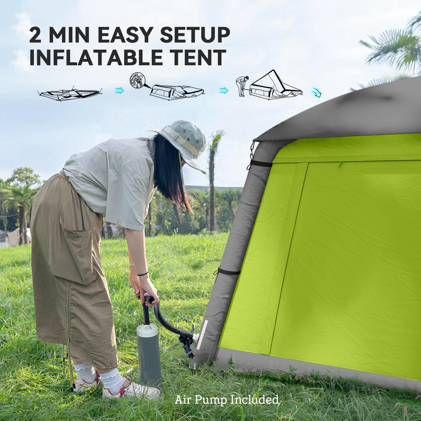 Inflatable Camping Tent w/ Hand Pump
