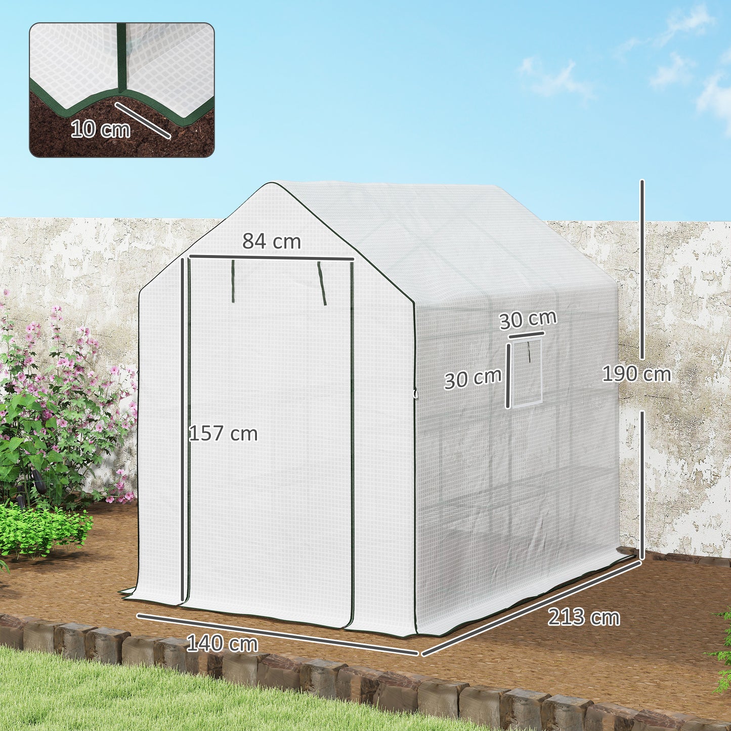 Walk-in Greenhouse with 3 Tier 12 Shelves