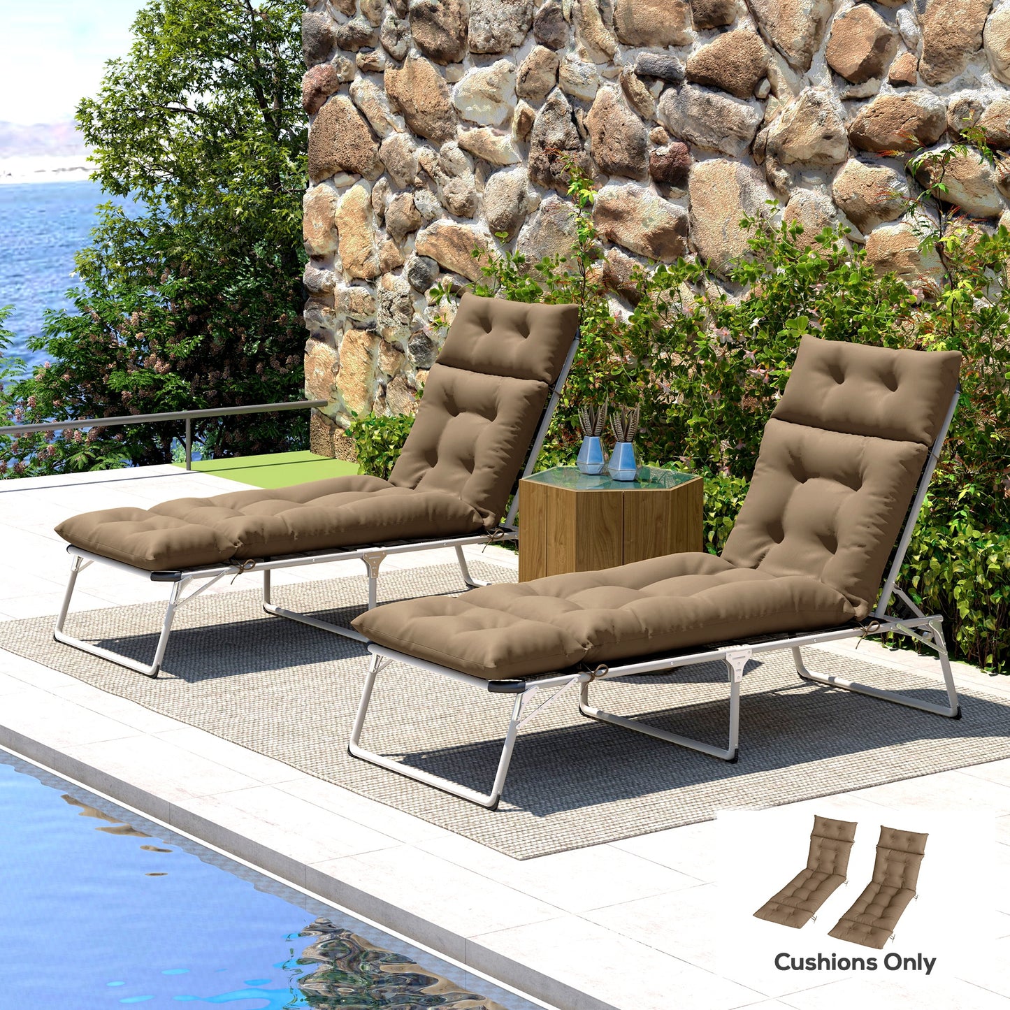 Set of Two 190 x 56cm Sun Lounger Cushions