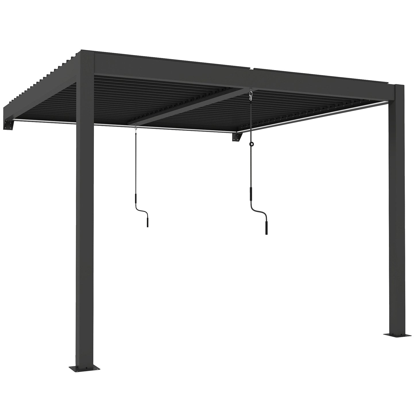 3 x 3 m Louvered Pergola with LED Lights, Metal Louvres (1)