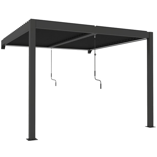 3 x 3 m Louvered Pergola with LED Lights, Metal Louvres (1)