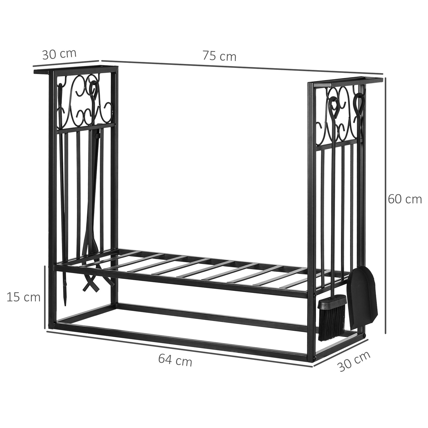 Steel Firewood Log Holder Indoor Outdoor Firewood Rack Fireplace