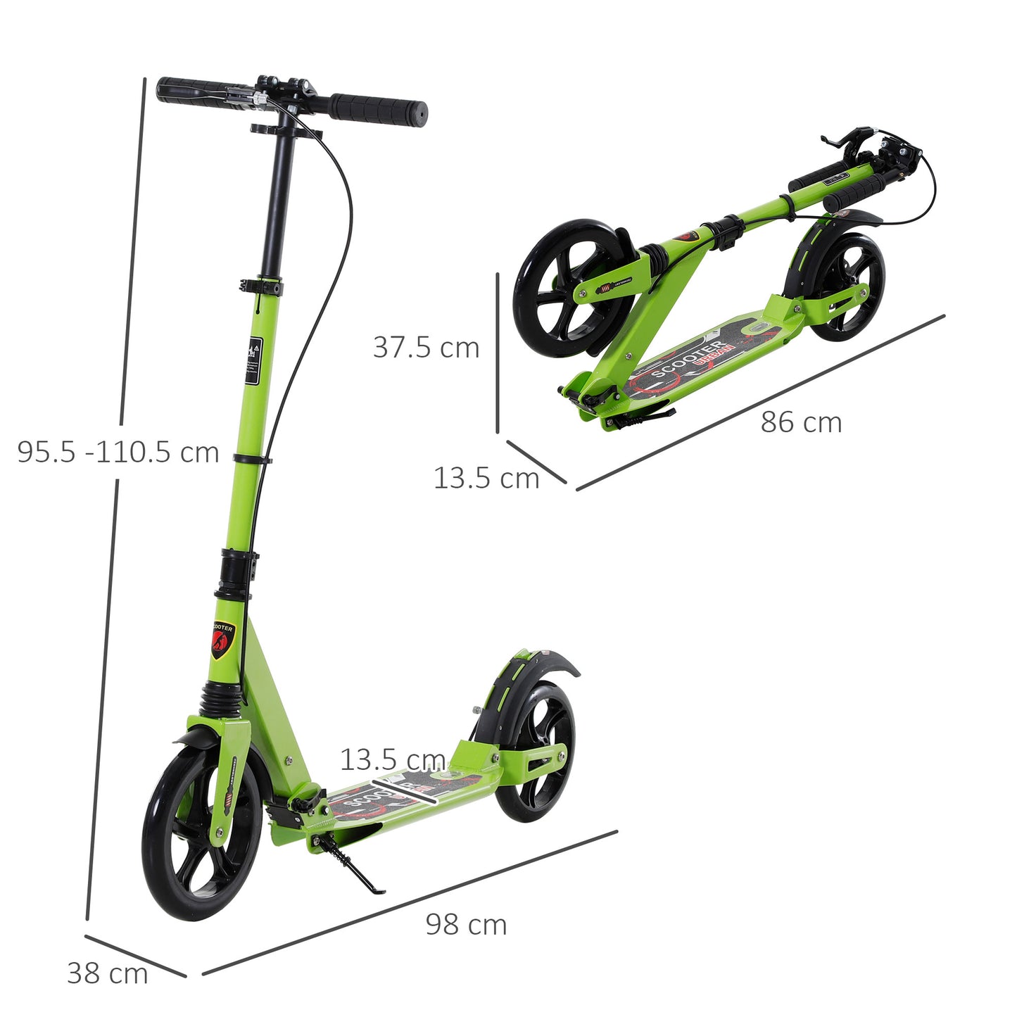Kick Scooter, Folding 2 Wheel Scooter with Dual Brake System