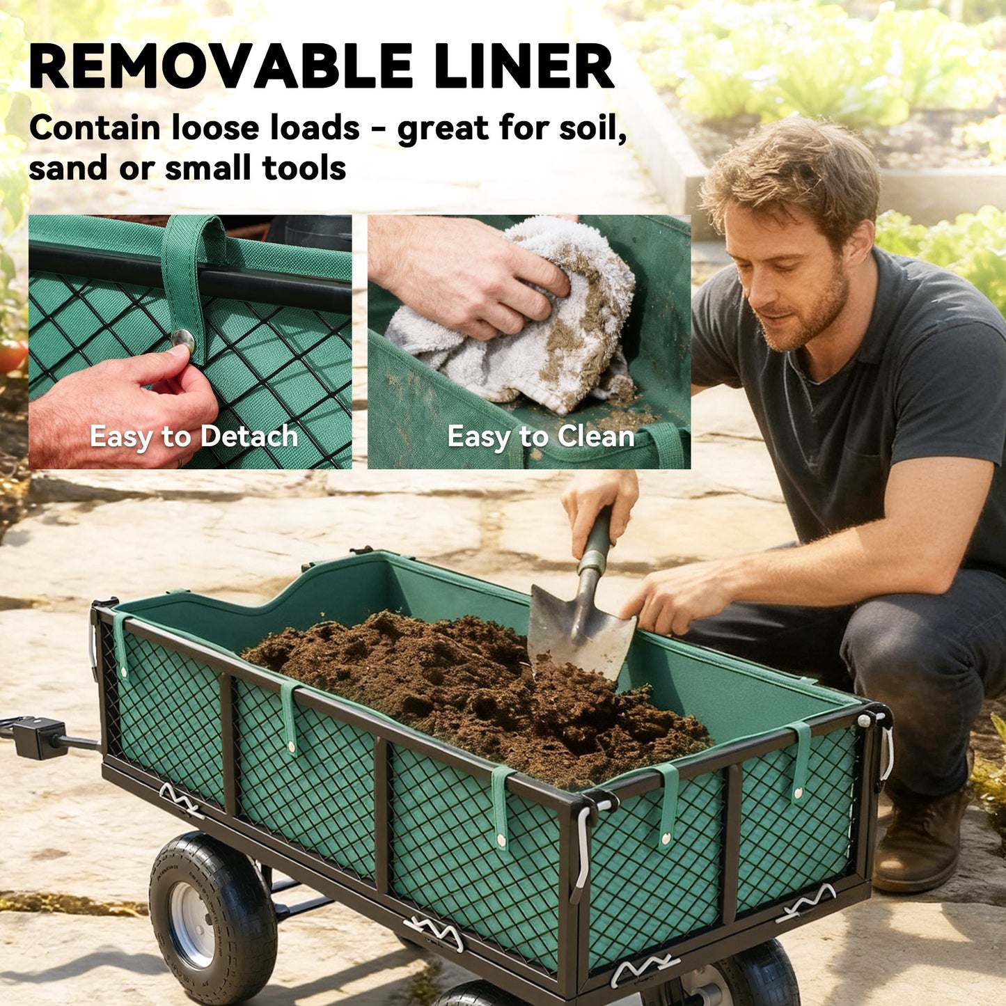 114L Steel Frame Garden Cart Trolley