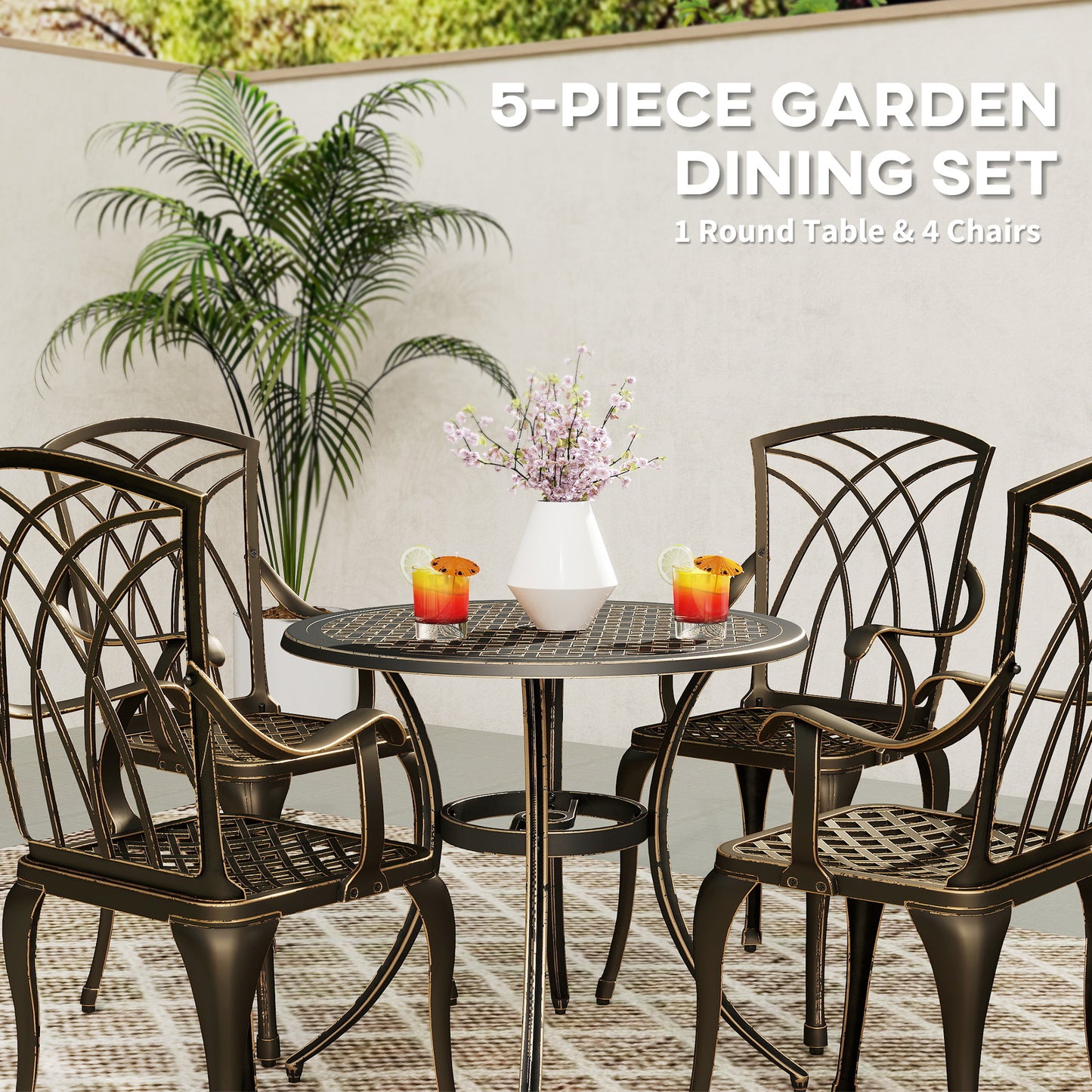 5 Pieces Garden Dining Set for 4