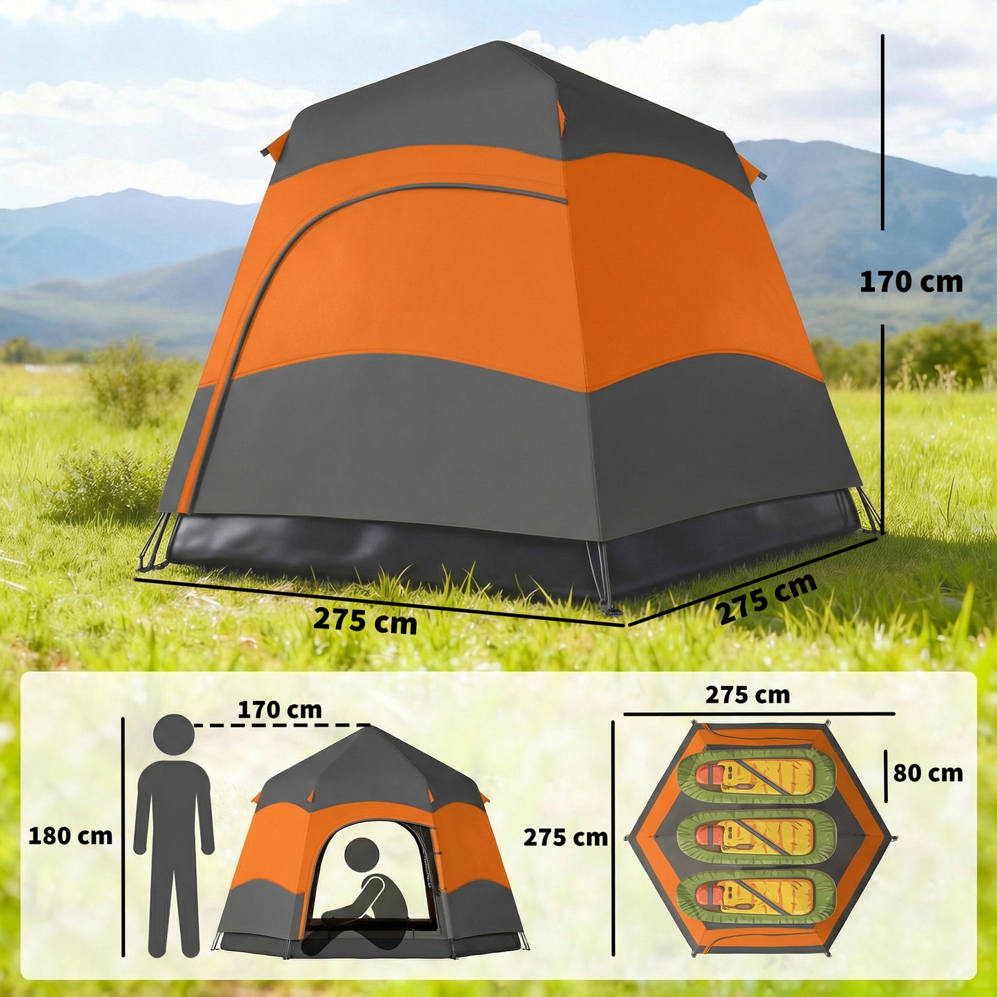 Double Layer Instant Pop Up Tent with Rainfly