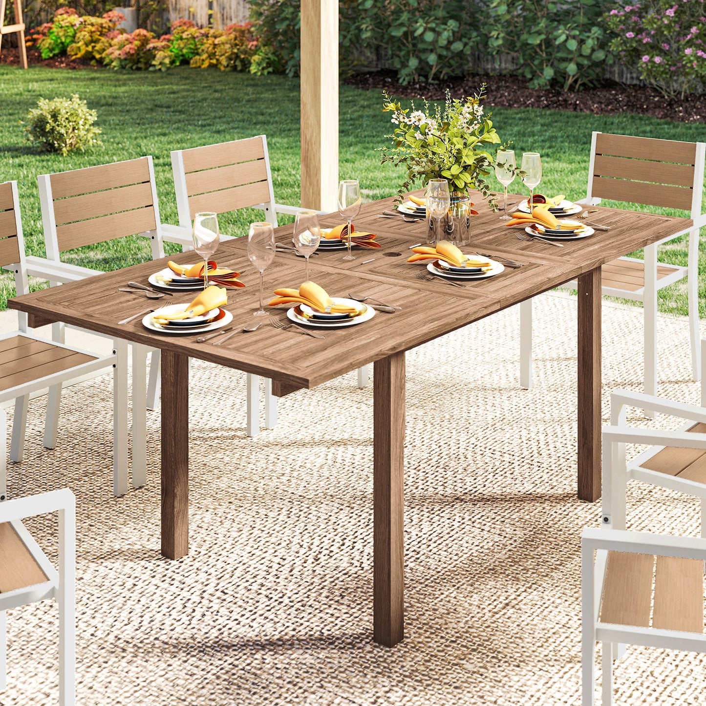 Extending Garden Table, Outdoor Dining Table for 6-8