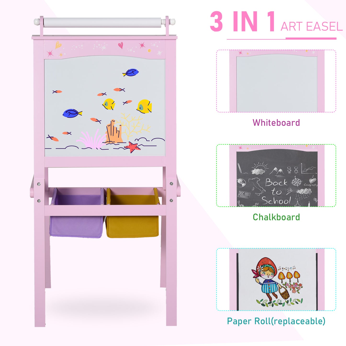 Kids Easel 3 in 1 Wooden Art Easel