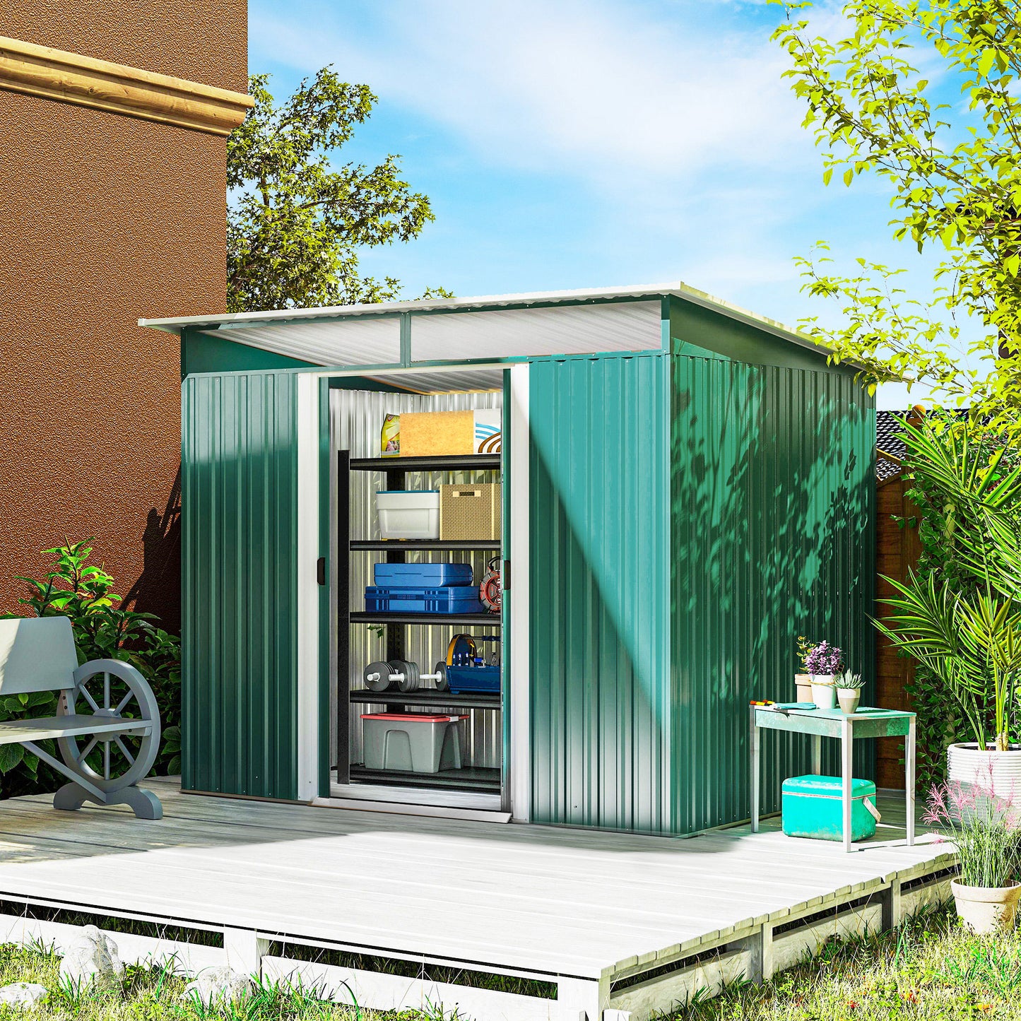 8.5 x 6ft Metal Shed with Lightsky Panels