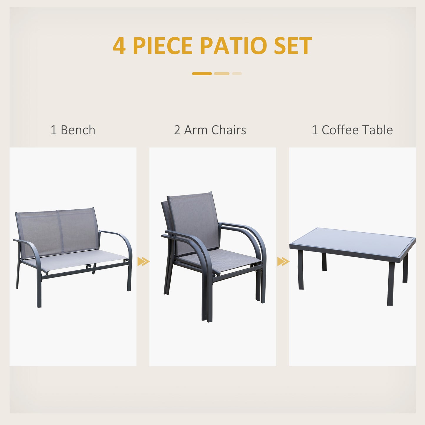 Four-Piece Minimal Garden Patio Set
