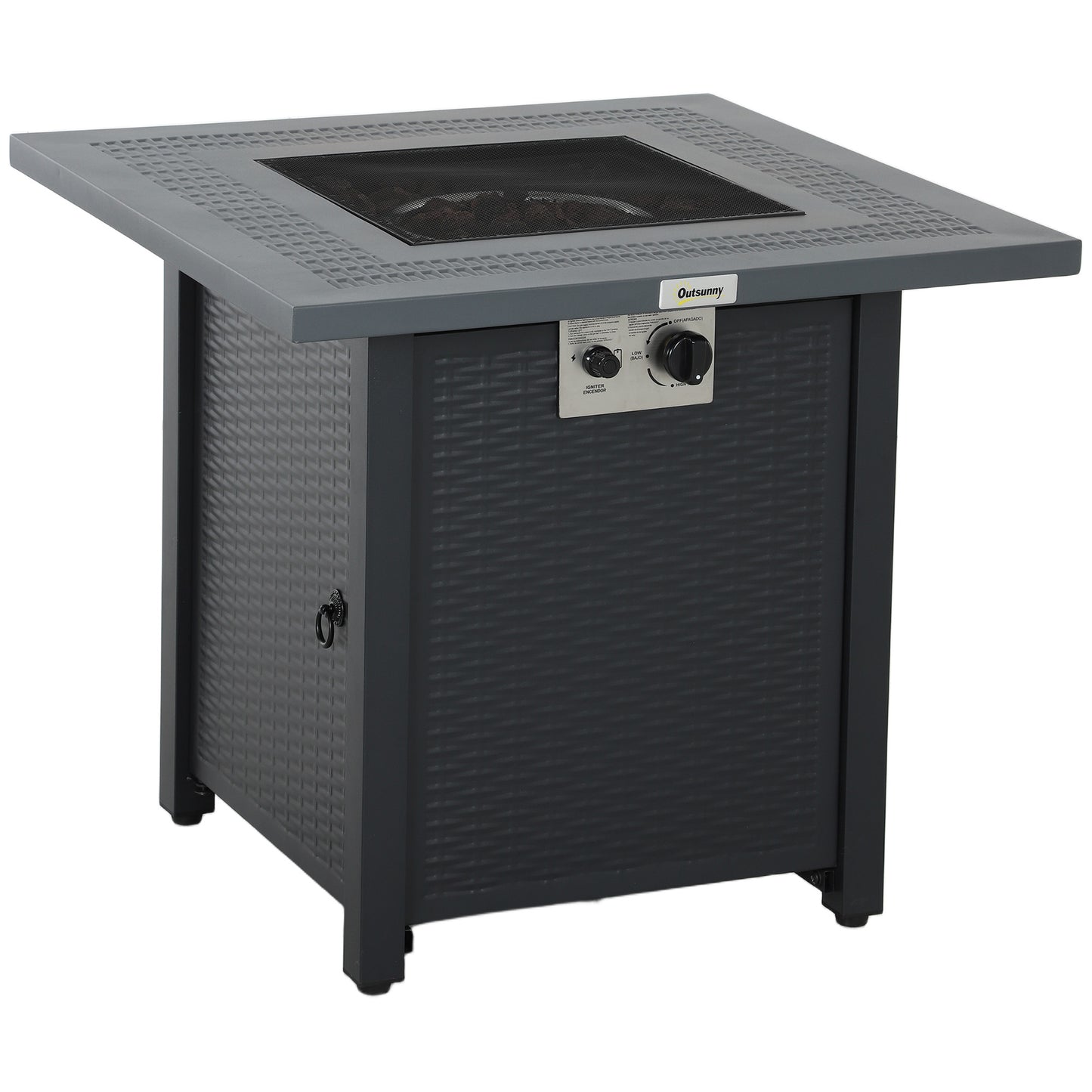 71 x 71cm 40000 BTU Gas Firepit Table - Black/Dark
