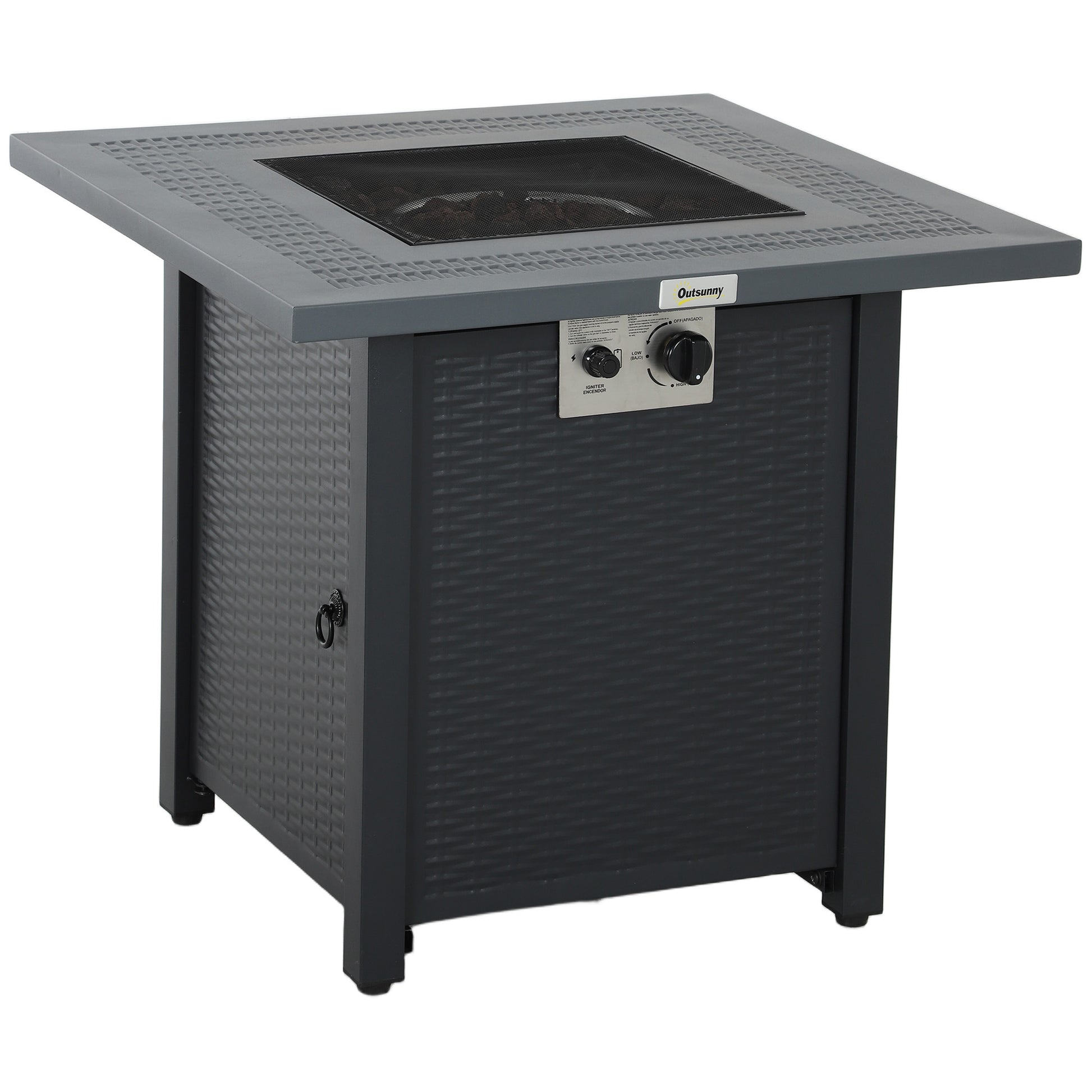 71 x 71cm 40000 BTU Gas Firepit Table - Black/Dark