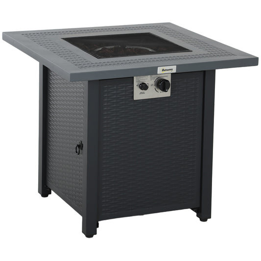 71 x 71cm 40000 BTU Gas Firepit Table - Black/Dark