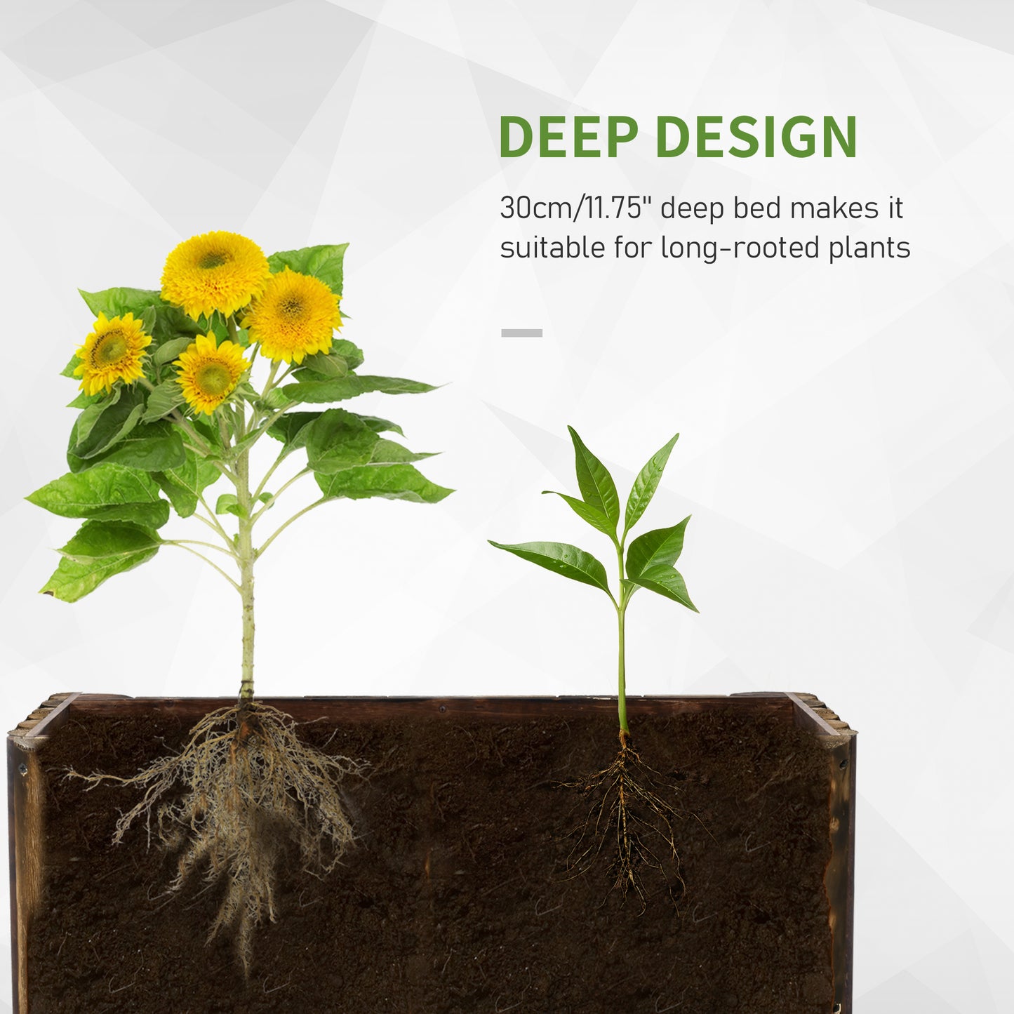 Wooden Raised Garden Bed, 100 x 38.5 x 40cm Elevated Planter Box