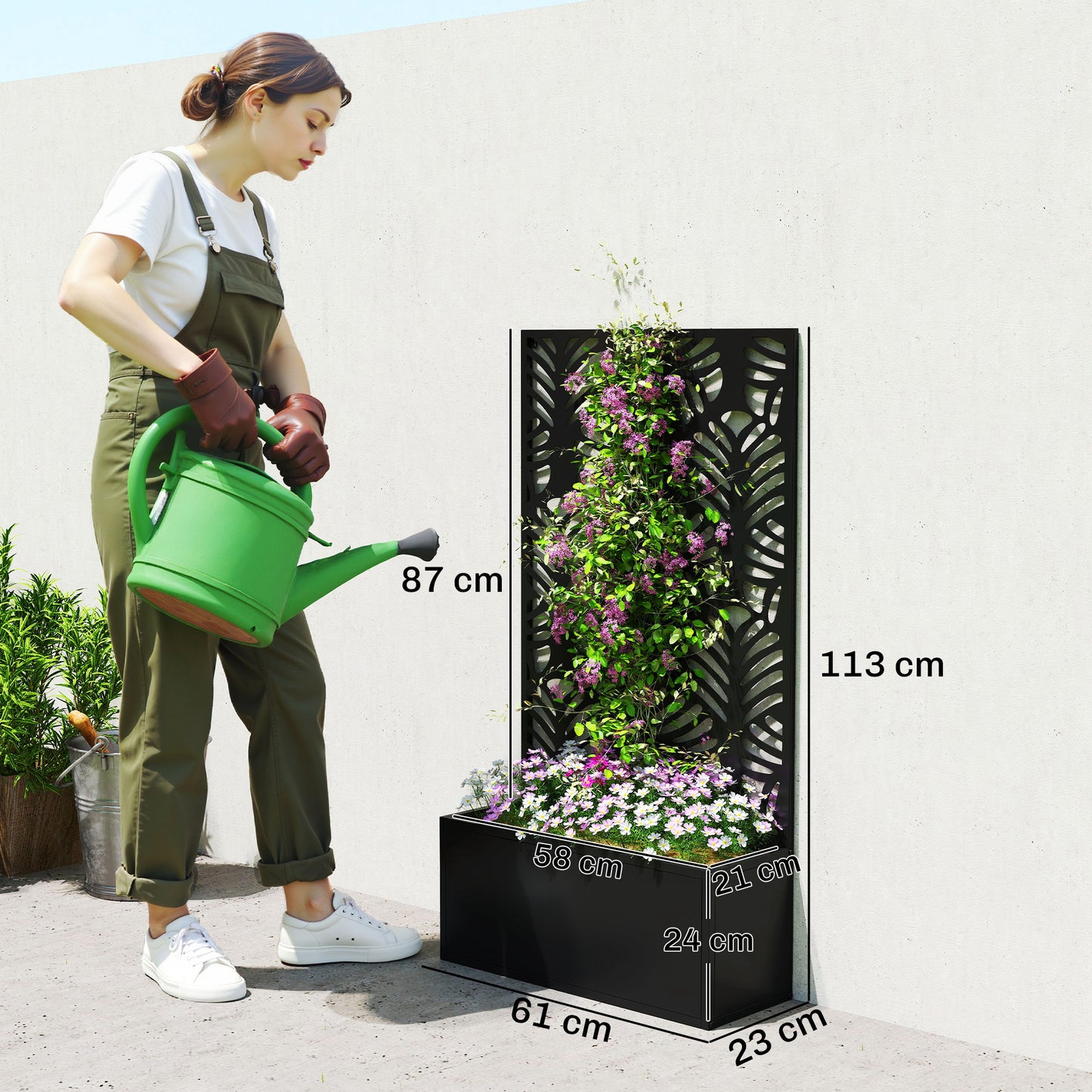 Metal Garden Bed for Garden with Trellis (1)