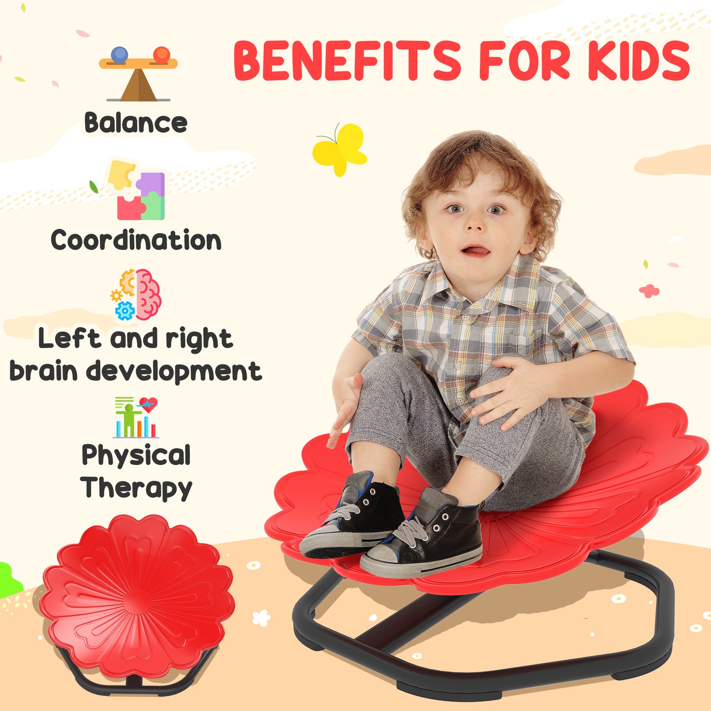 Flower-Shaped Sensory Spinning Chair with Non-Slip Base